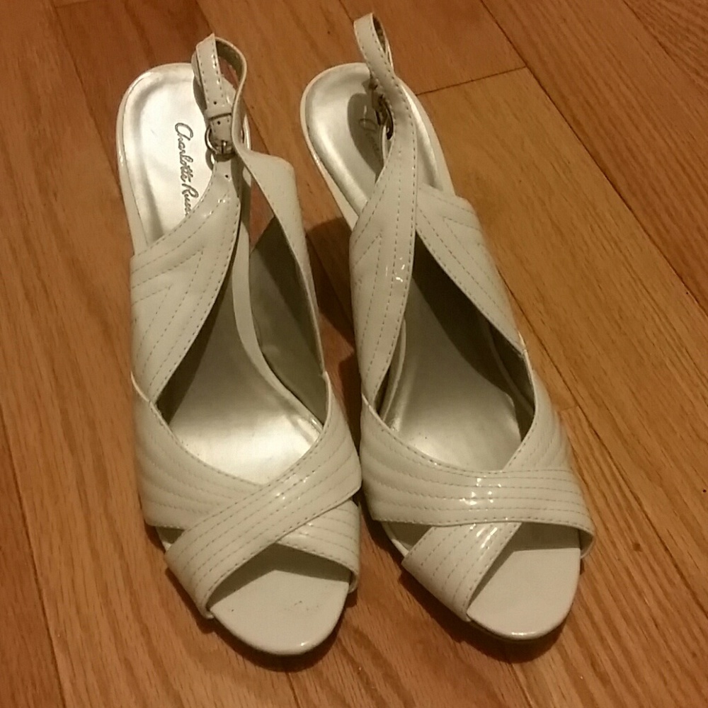 white heeled sandals